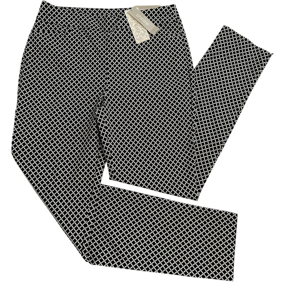 NWT Chico’s So Slimming Diamond Print Pull-On Pants Size 8